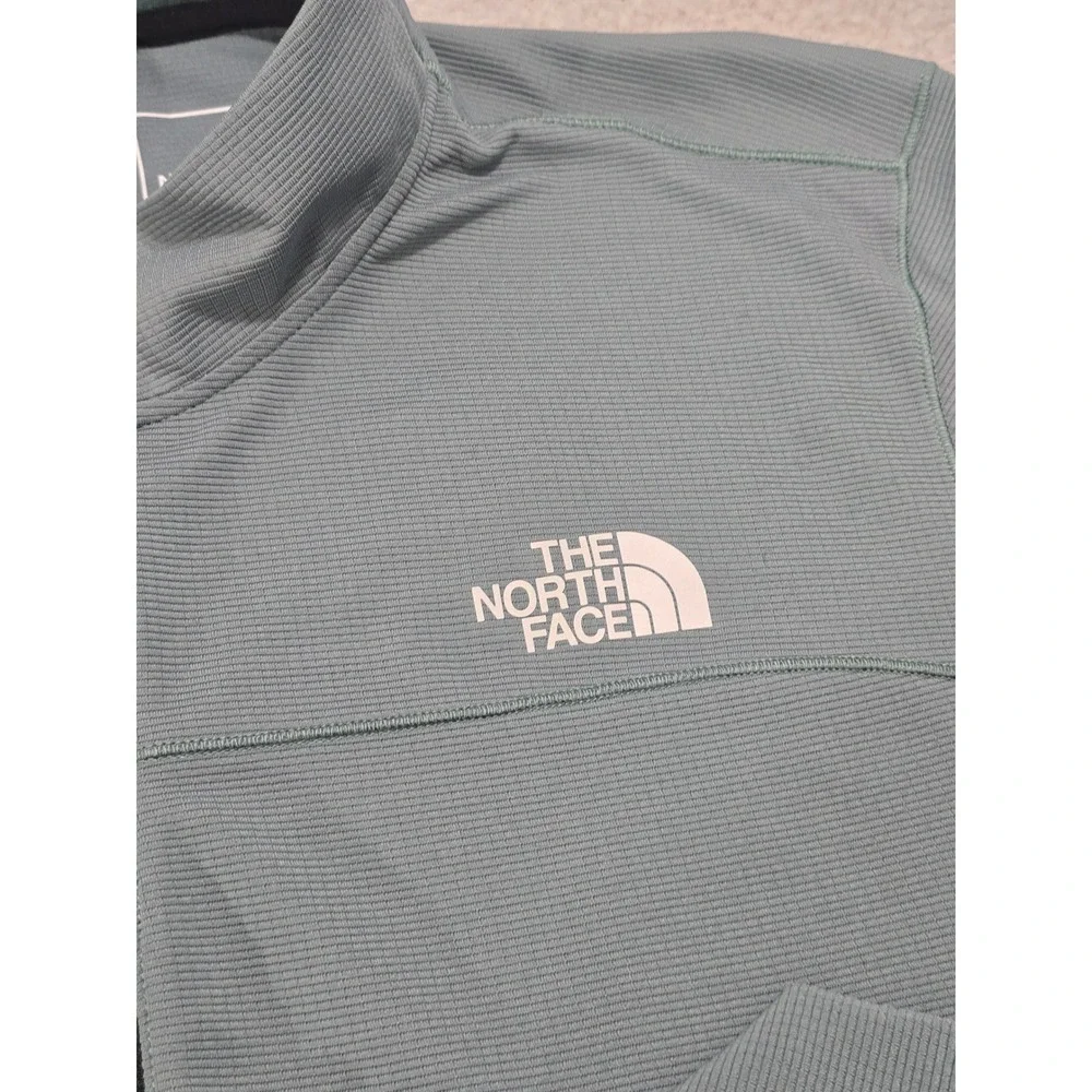 The North Face Mens‎ XL Blue Green Grid Fleece Quarter Zip Pullover Thumbholes